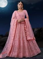 Soft Net Pink Wedding Wear Sequins Work Lehenga Choli